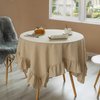 Deerlux 100% Pure Linen Washable Tablecloth with Ruffle Trim, 70 x 70 Square Natural QI003988.7070.NC